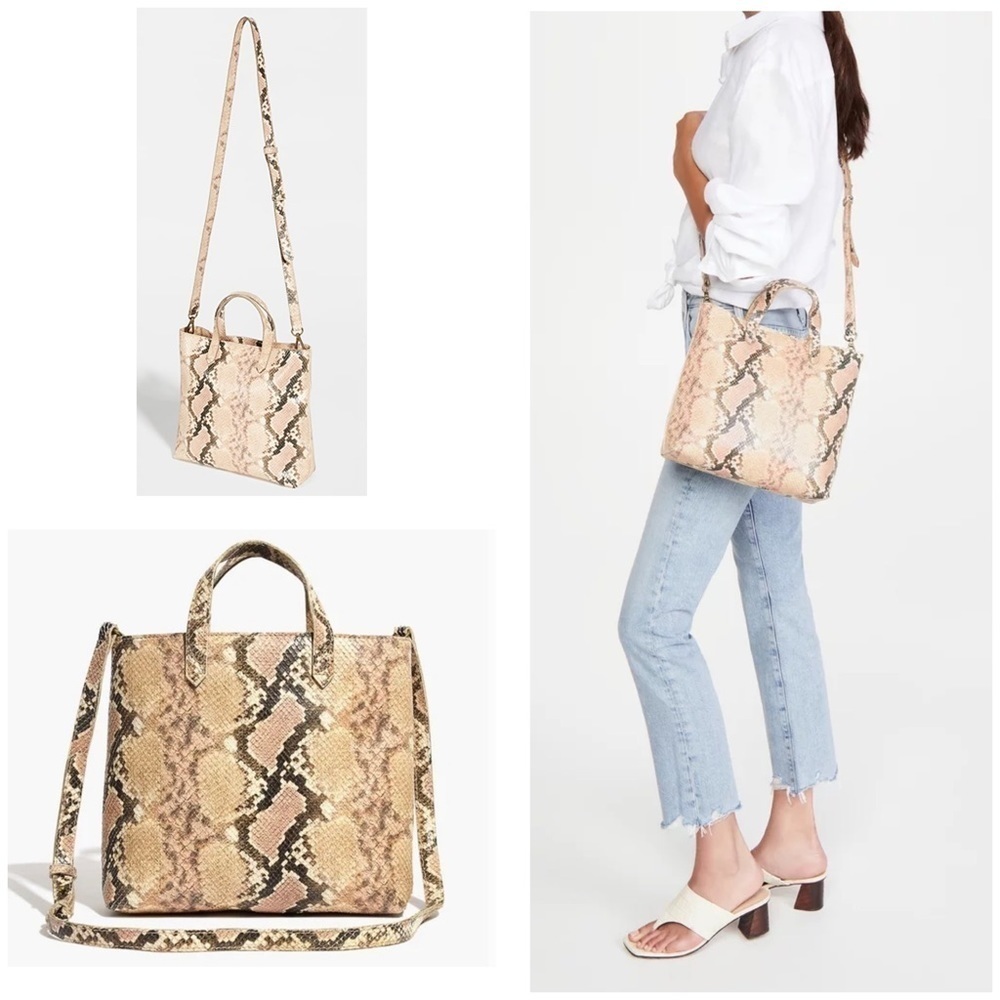 NWT Madewell Snakeskin The Zip-Top TransportLeather Crossbody Purse Bag